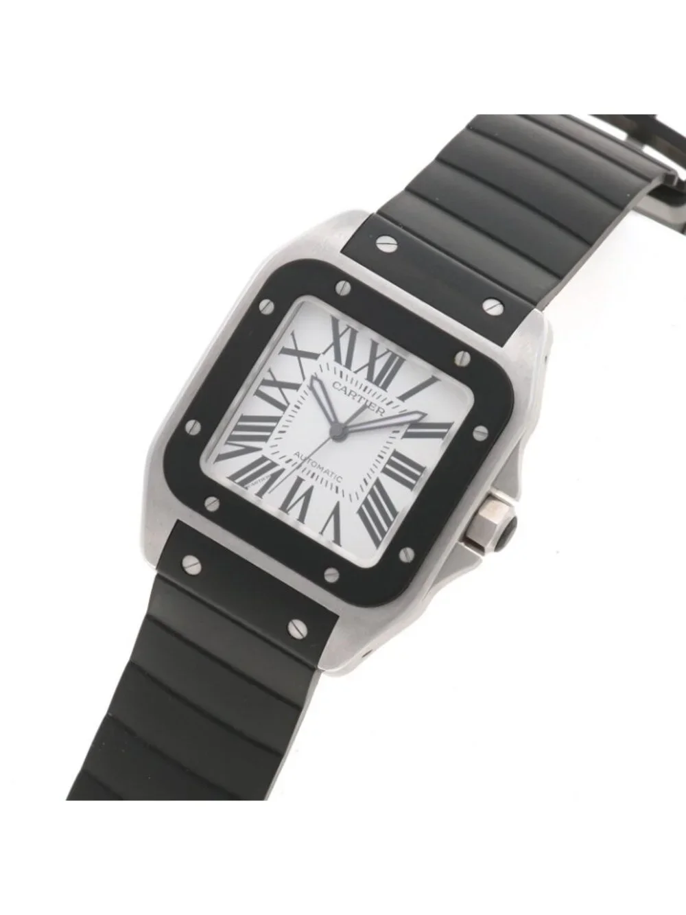 Cartier Santos 100 LM Watch Stainless Steel Silver Dial